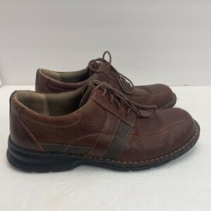 Mens Clarks Escape Oxford Shoes Sz 10 Brown Leather Lace Up Comfort
